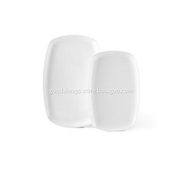 White rectangle strengthen porcelain staple food dish